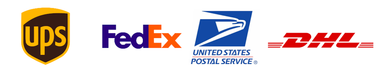 UPS, USPS, FedEx, DHL logos