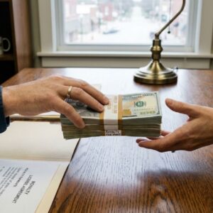 handing over large amount of royalties in cash