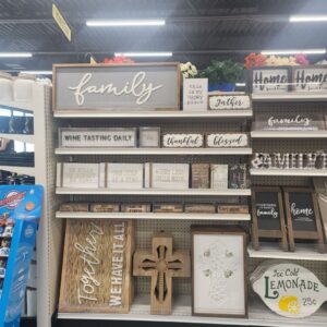 home decor on a shelf